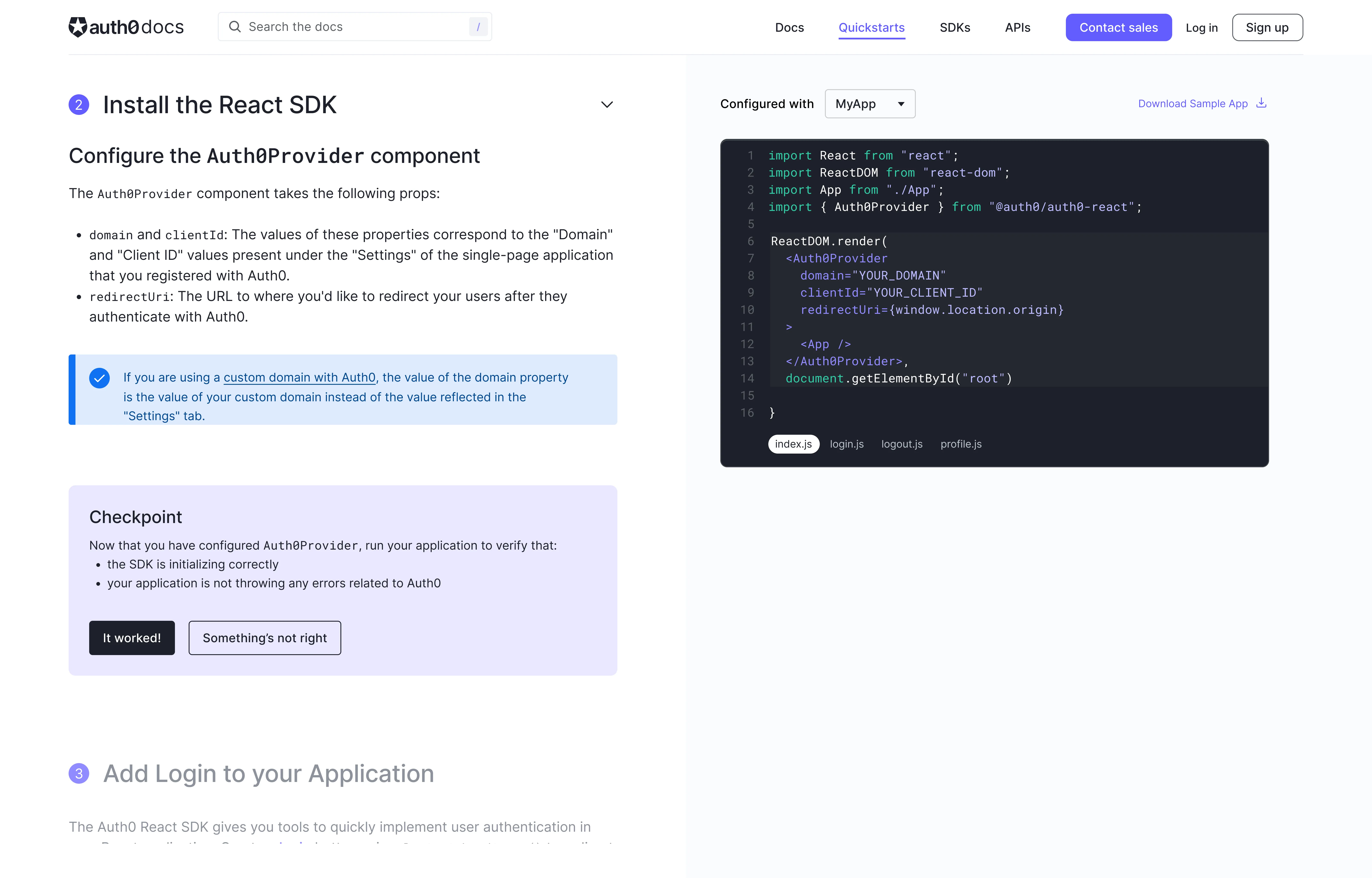 a screenshot of the new quickstart design