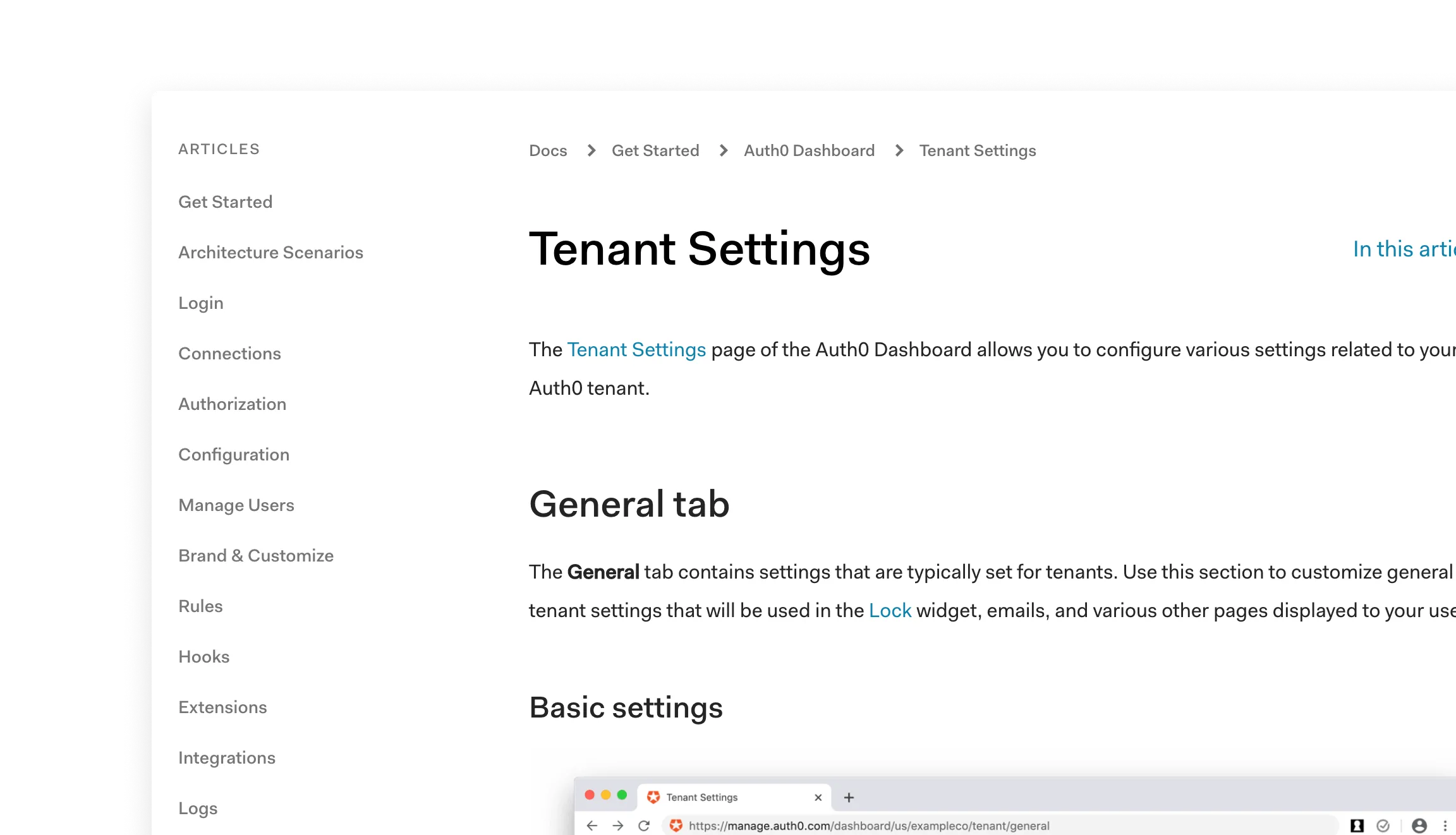 a screenshot of the auth0 docs